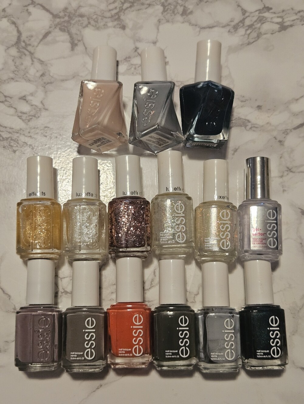 Essie Nail Polish Lot - Mixed Colors (Glitters, Neutrals, Black, Gray, Orange)